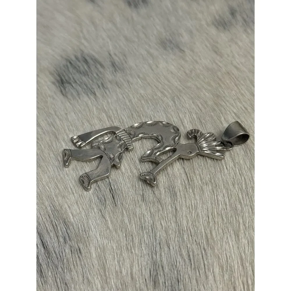 Native Sterling Silver Kokopelli Kachina Ceremonial Flute Dancer Pendant Signed